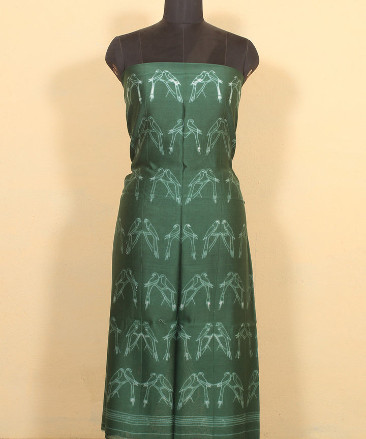 Dark green handwoven cotton silk shibori kurta material