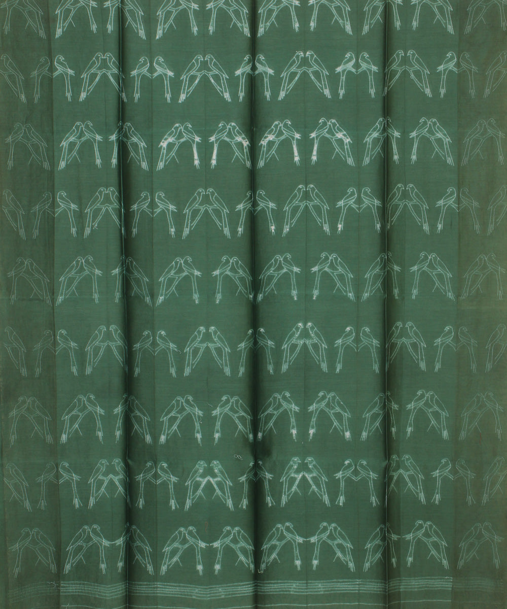 Dark green handwoven cotton silk shibori kurta material