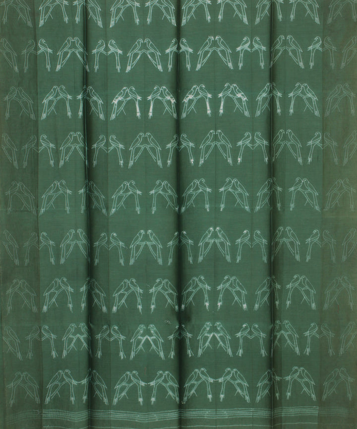 Dark green handwoven cotton silk shibori kurta material