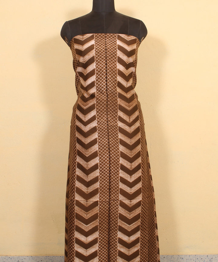 Brown handwoven cotton silk shibori kurta material
