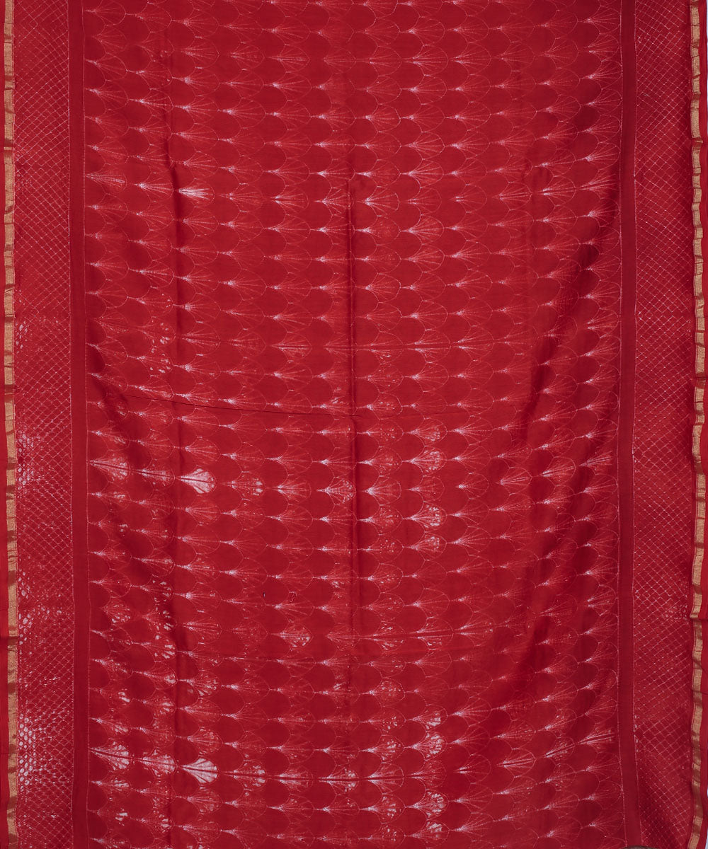 Maroon shibori chanderi cotton silk saree