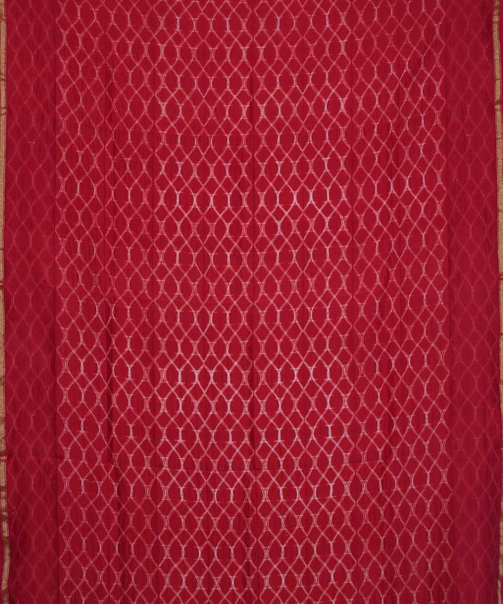 Maroon hand printed shibori chanderi cotton silk saree