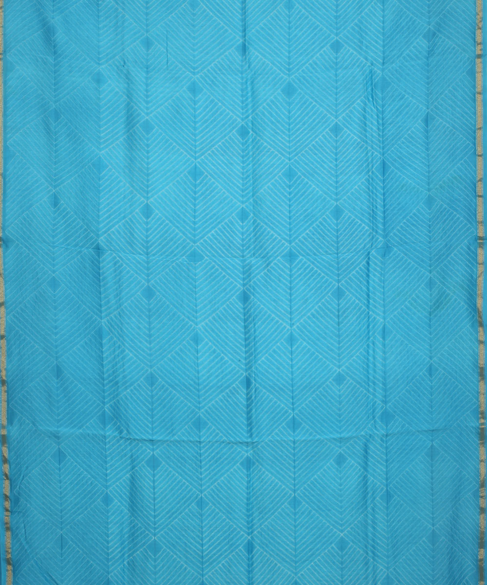 Sky blue shibori hand printed chanderi cotton silk saree