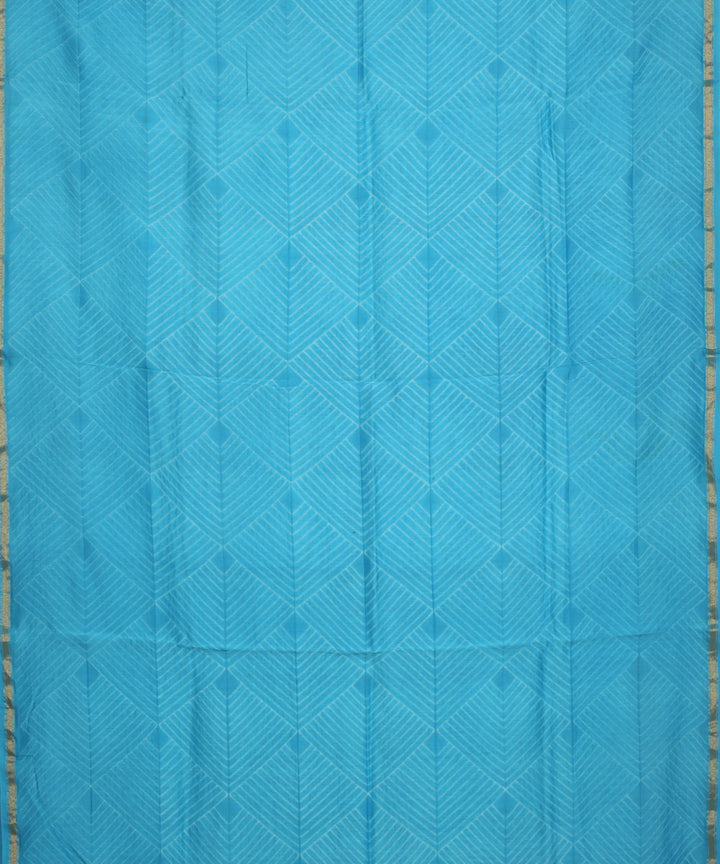 Sky blue shibori hand printed chanderi cotton silk saree