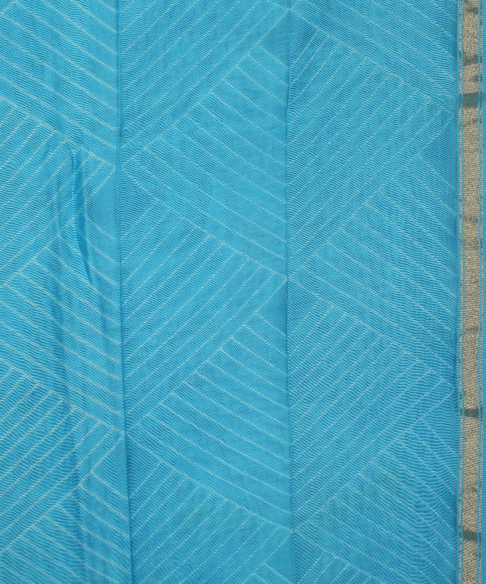 Sky blue shibori hand printed chanderi cotton silk saree