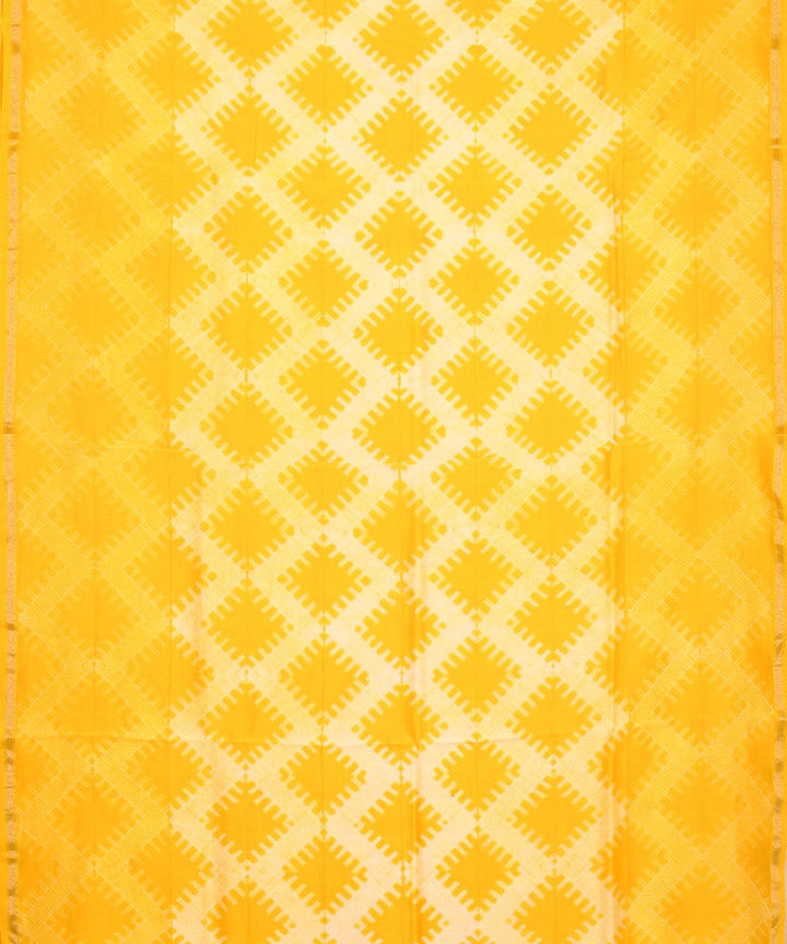 Yellow shibori hand printed chanderi cotton silk saree