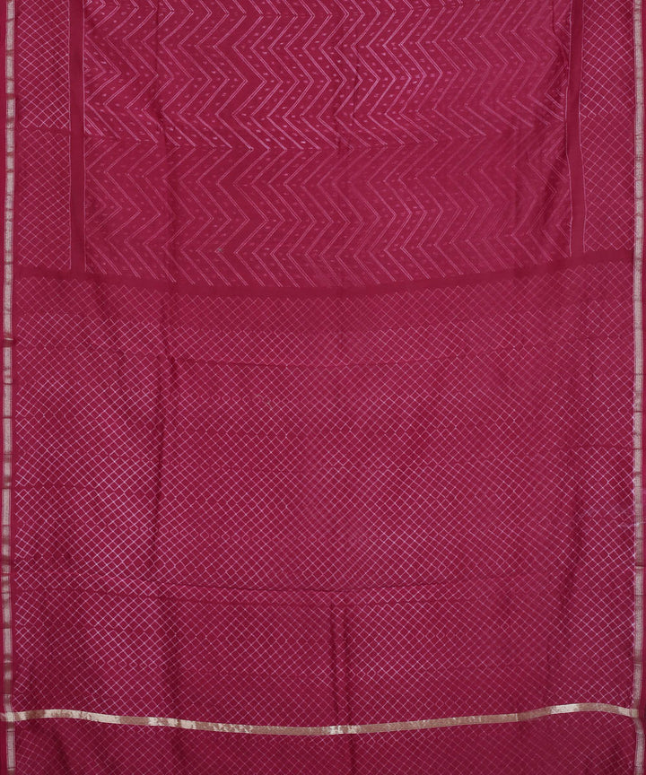 Maroon cotton silk hand printed shibori chanderi saree