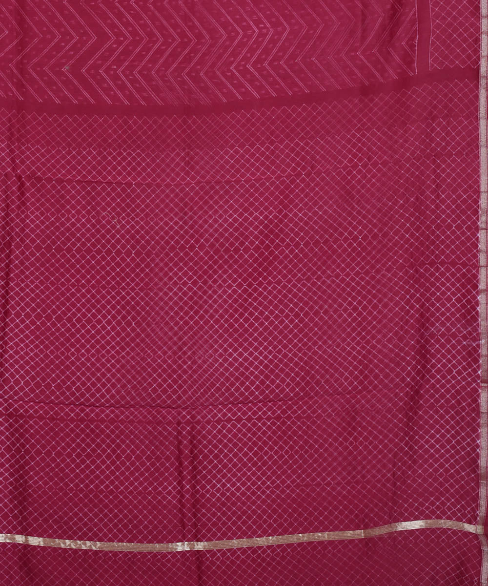 Maroon cotton silk hand printed shibori chanderi saree