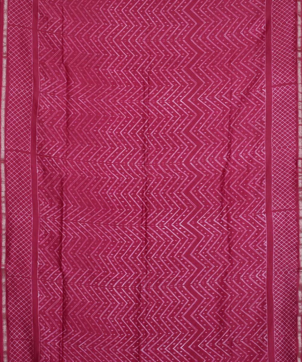 Maroon cotton silk hand printed shibori chanderi saree