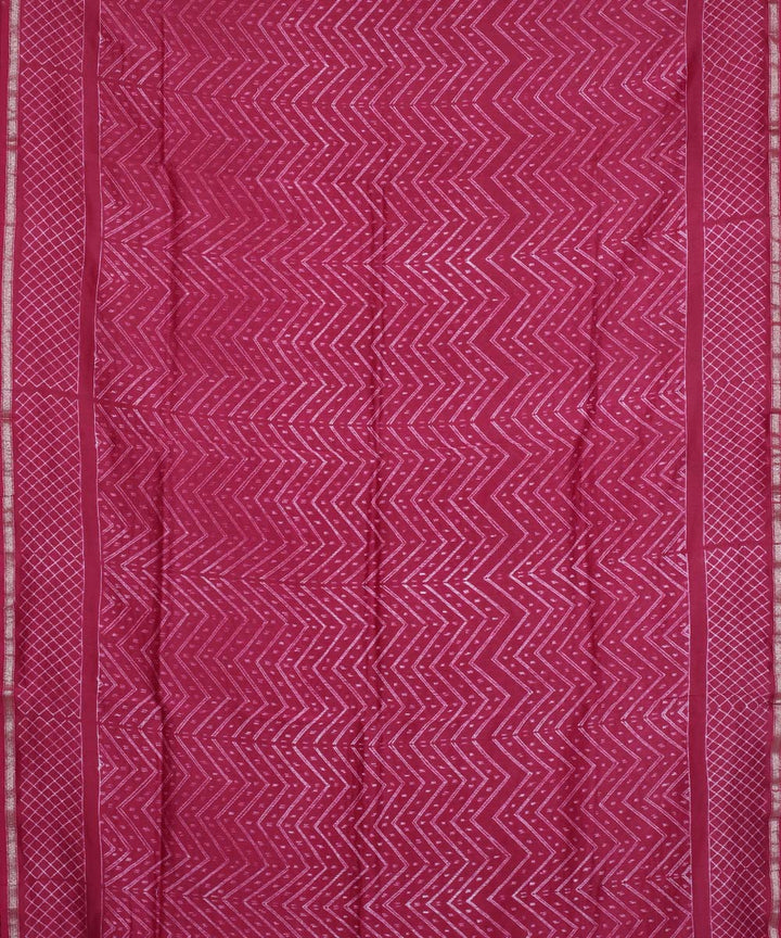 Maroon cotton silk hand printed shibori chanderi saree