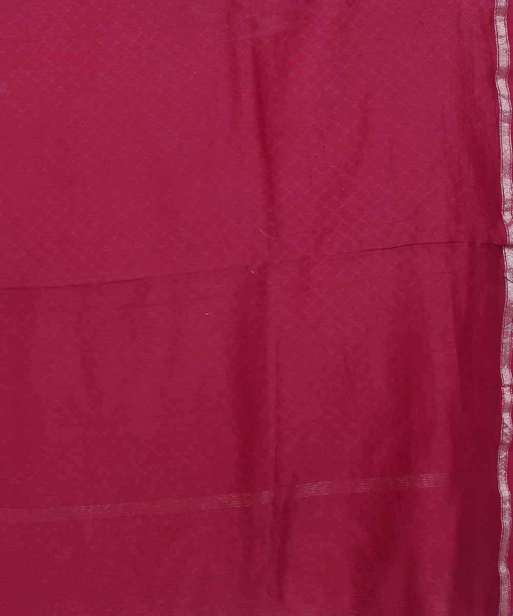 Maroon cotton silk hand printed shibori chanderi saree