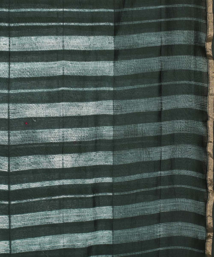 Deep Green shibori hand printed chanderi cotton silk saree