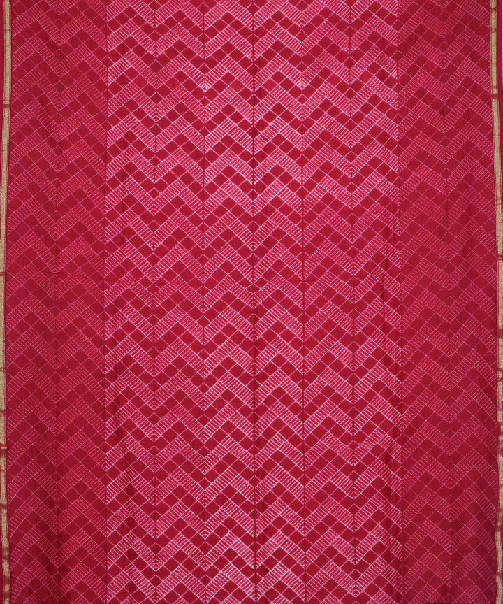 Magenta shibori hand printed cotton silk chanderi saree