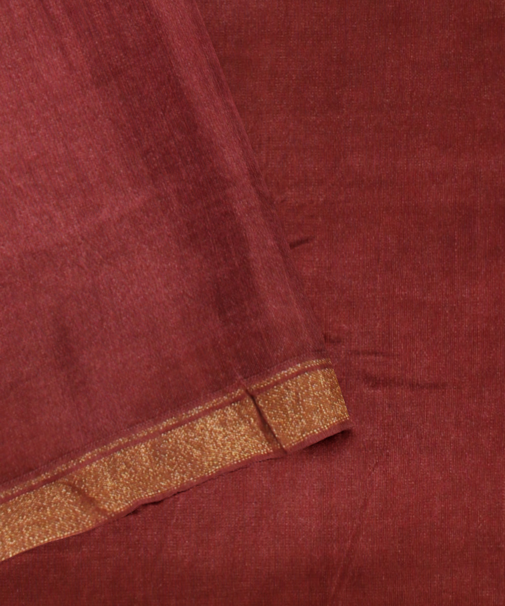 Brown cotton silk handwoven shibori saree