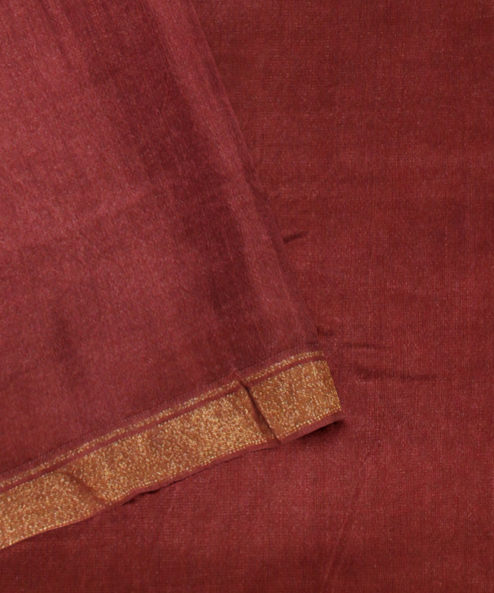 Brown cotton silk handwoven shibori saree