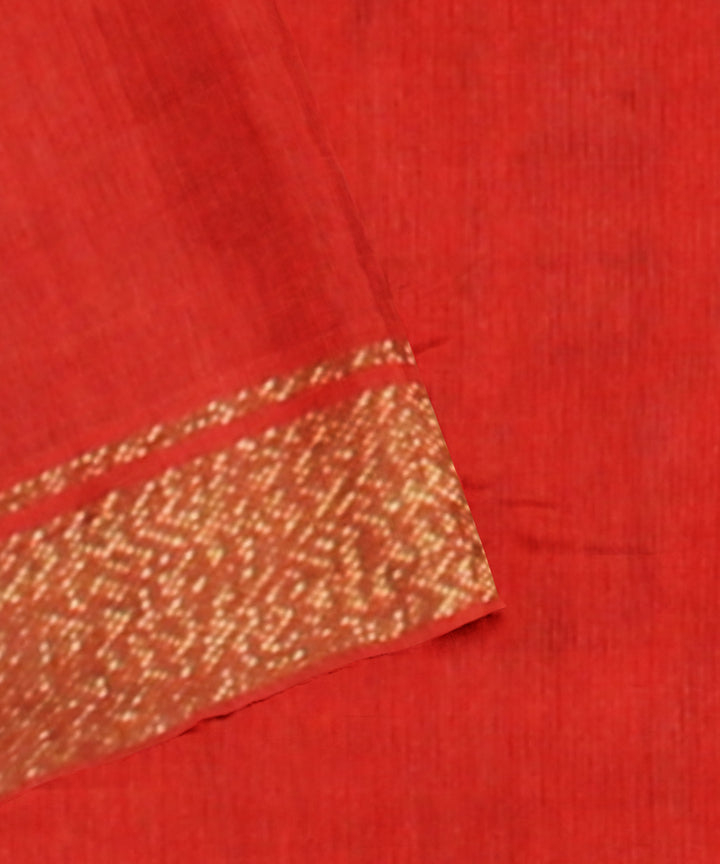 Red cotton silk handwoven shibori saree