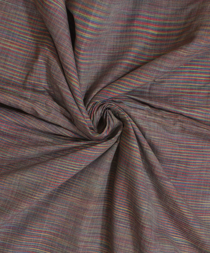 Grey multicolour handwoven khadi cotton fabric