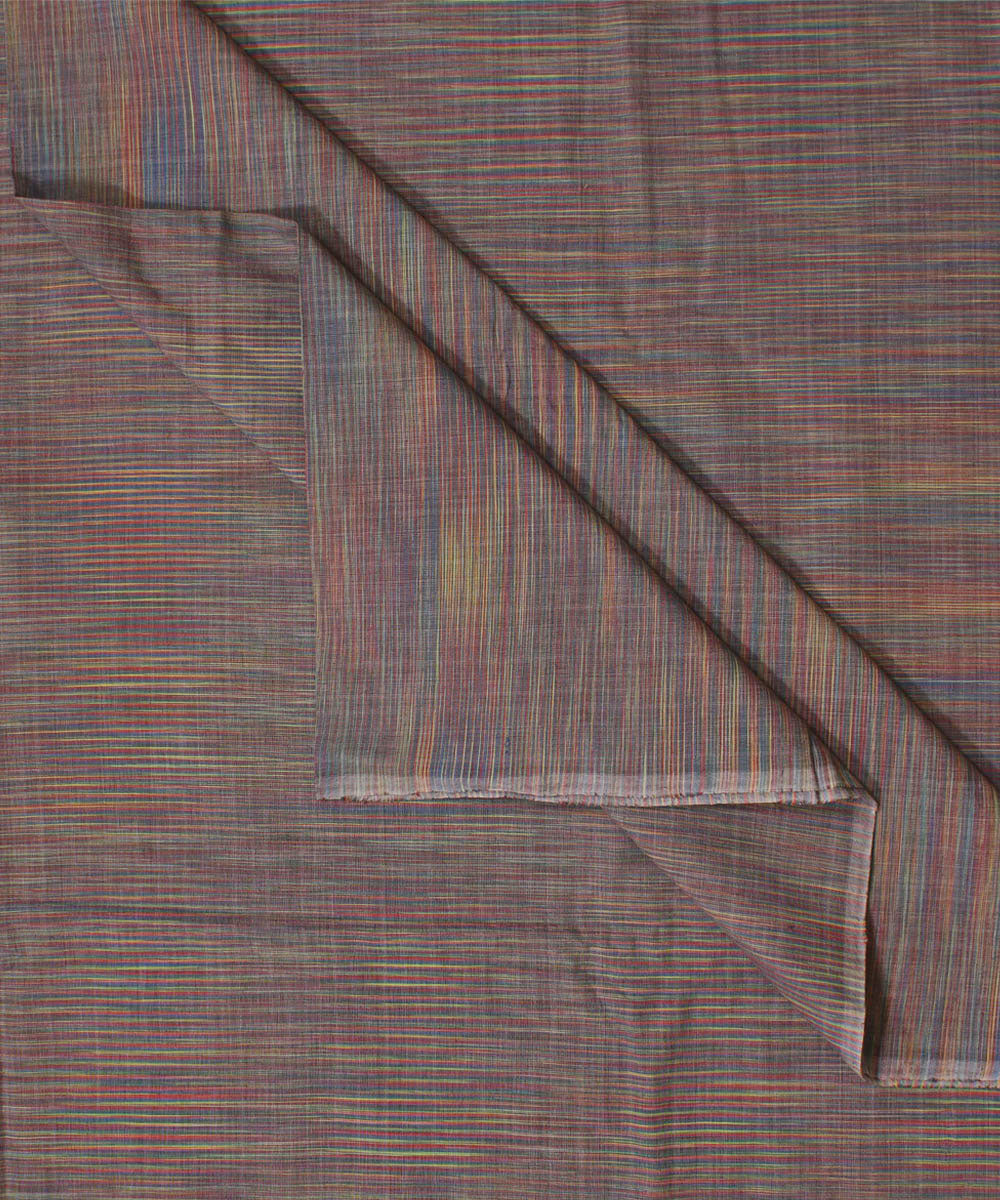 Grey multicolour handwoven khadi cotton fabric