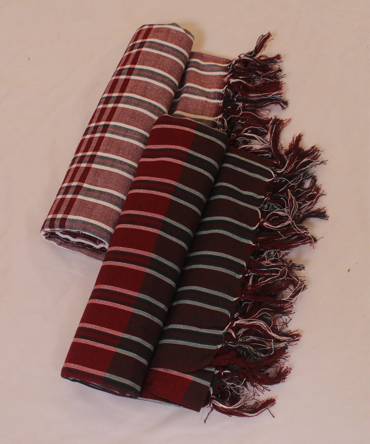Peach coffee handloom cotton khadi bath towel (set of 2pcs)