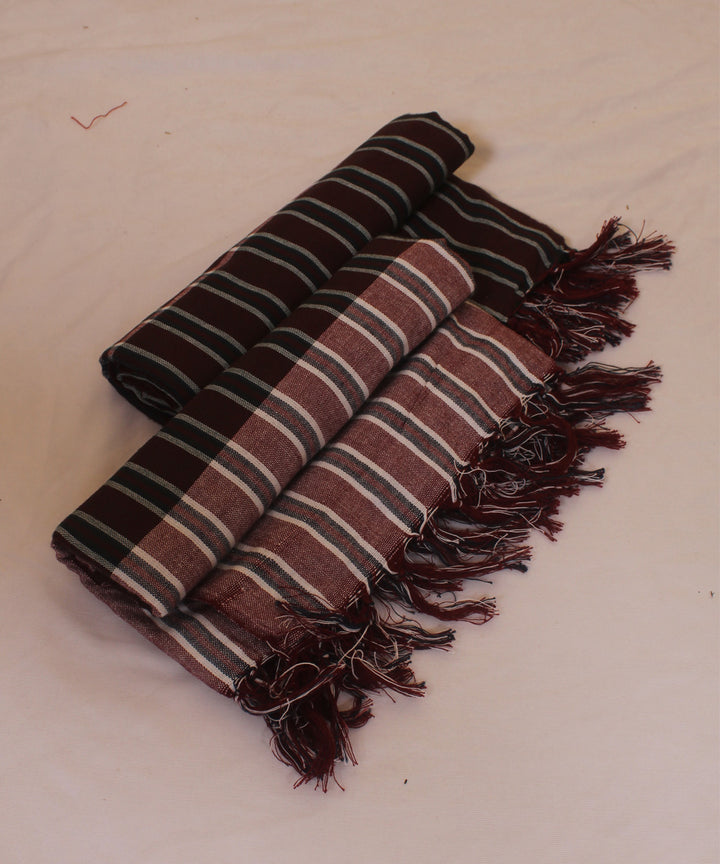 Peach coffee cotton khadi bath handwoven towel (set of 2pcs)