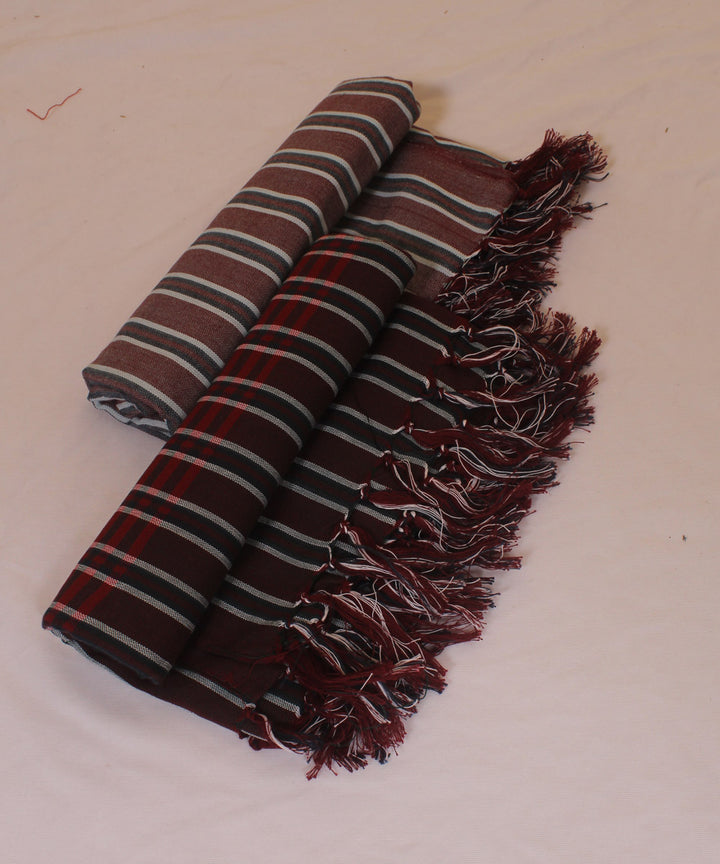 Peach coffee handwoven cotton khadi bath towel (set of 2pcs)