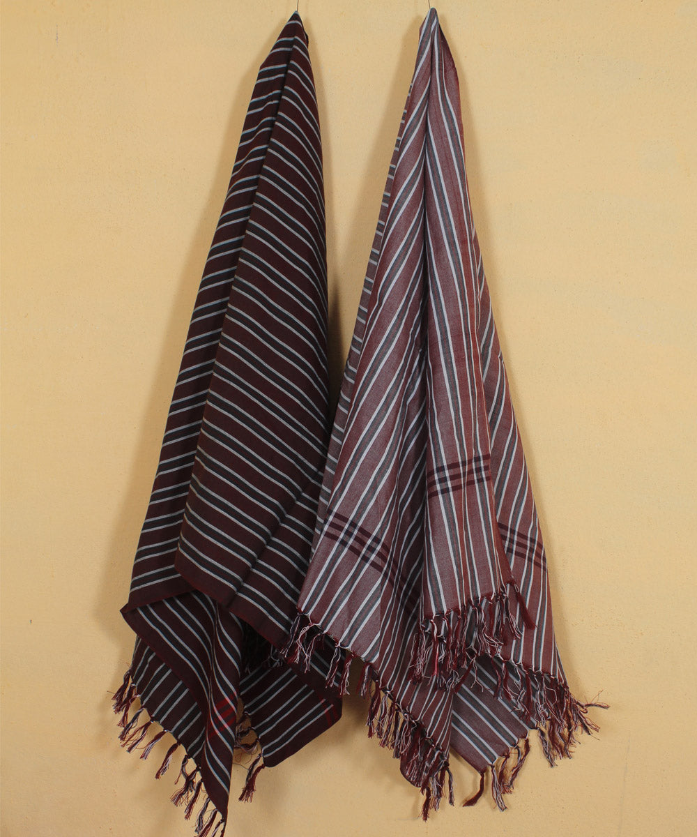 Peach coffee handwoven cotton khadi bath towel (set of 2pcs)