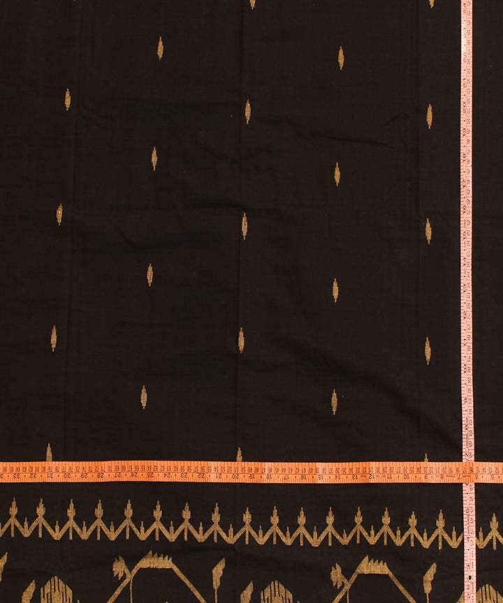 Black handwoven cotton geometric butti jamdani fabric