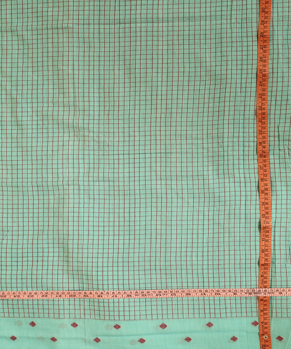 Sky blue handwoven cotton geometric butti jamdani fabric