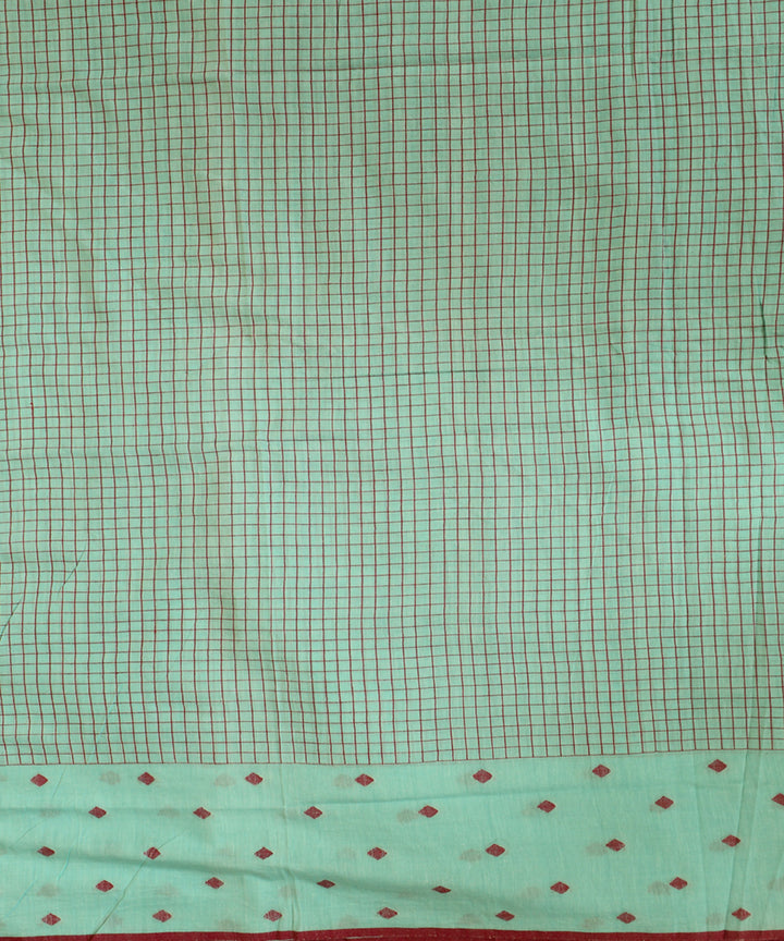 Sky blue handwoven cotton geometric butti jamdani fabric