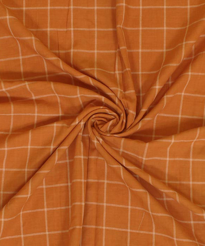 Brown handwoven checks cotton fabric