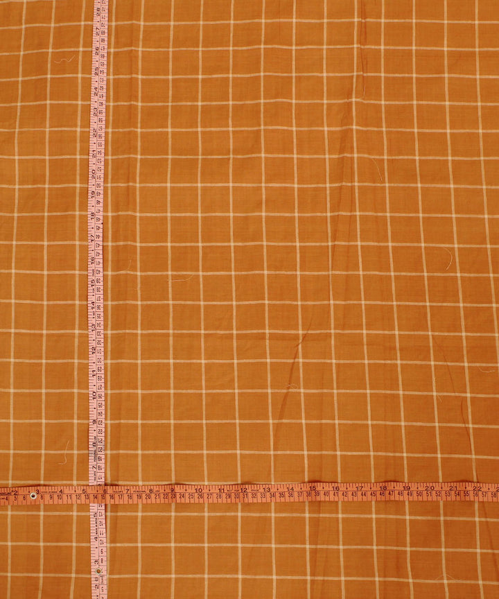 Brown handwoven checks cotton fabric