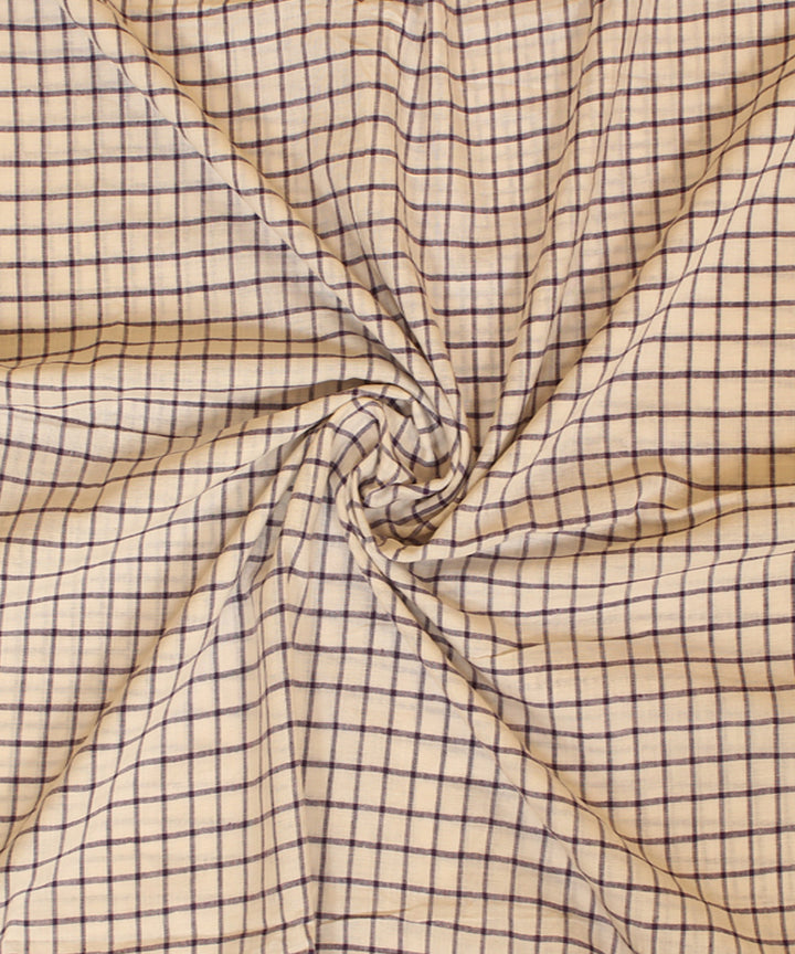 White blue handwoven checks cotton fabric