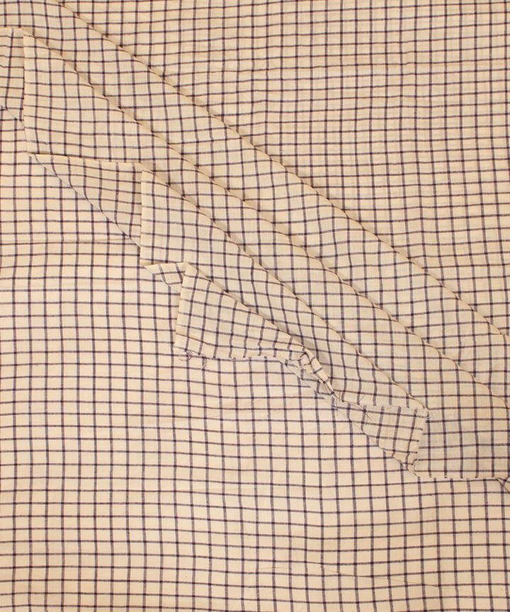 White blue handwoven checks cotton fabric