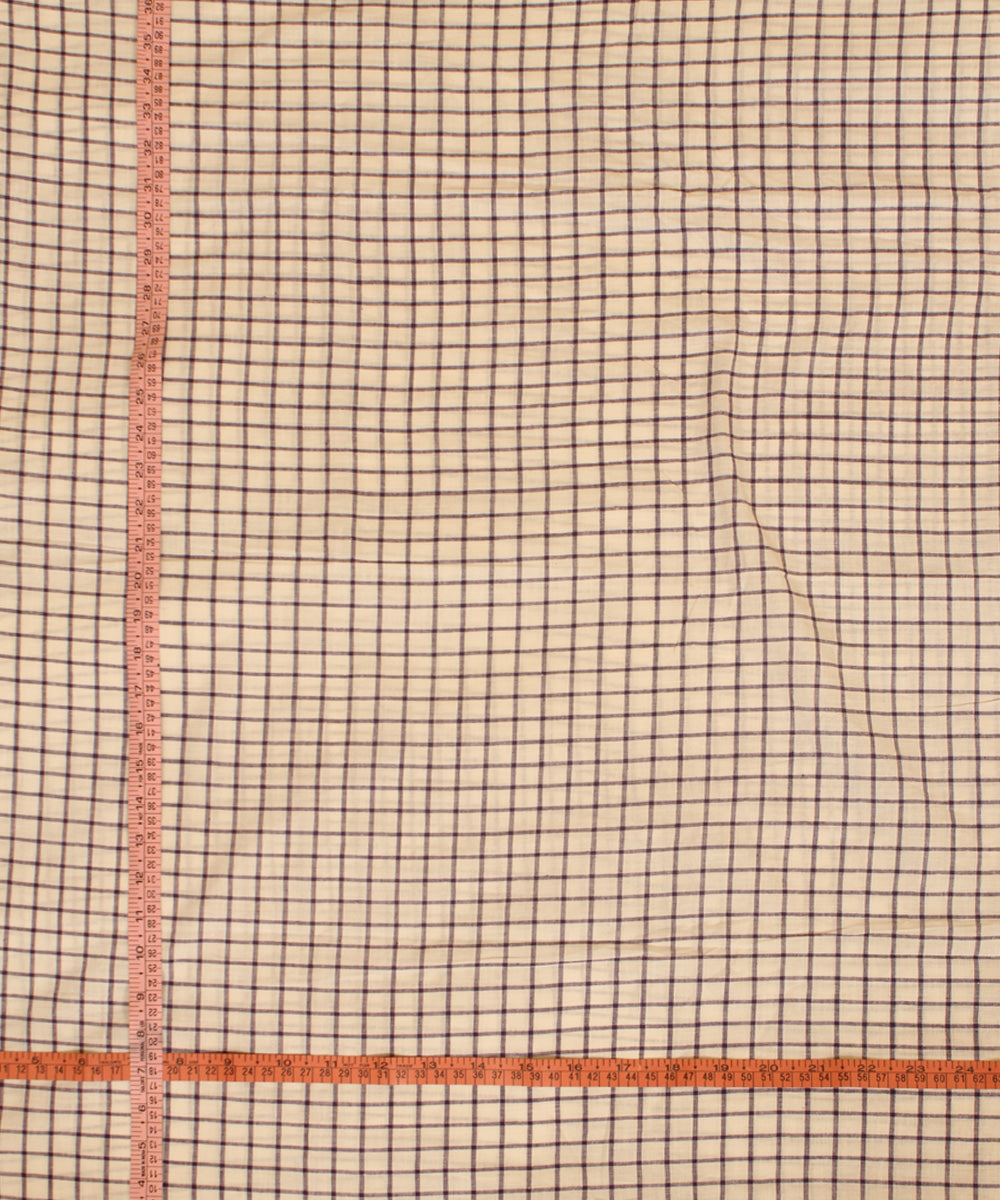 White blue handwoven checks cotton fabric