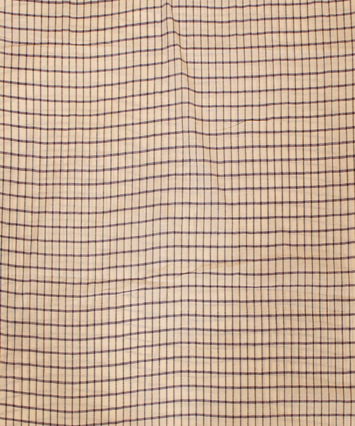 White blue handwoven checks cotton fabric