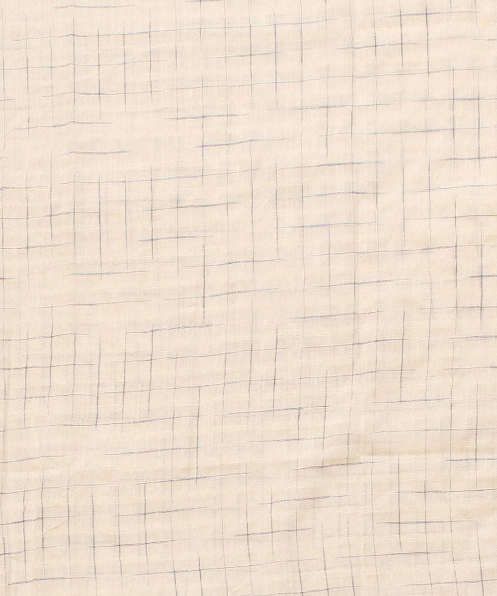 White blue cotton checks handwoven fabric