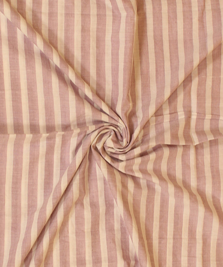 Pink white stripes handwoven cotton fabric