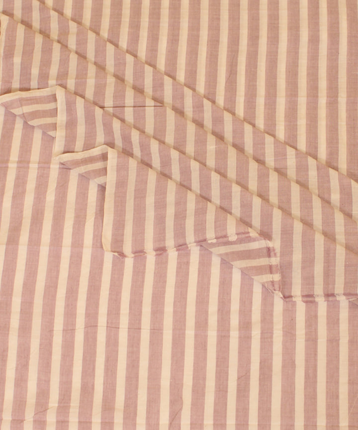 Pink white stripes handwoven cotton fabric