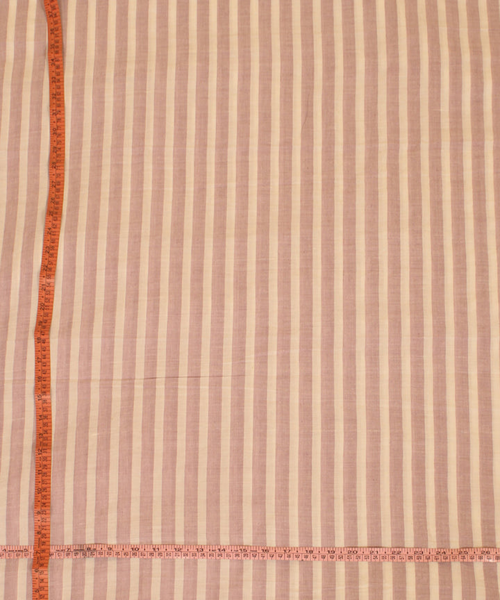 Pink white stripes handwoven cotton fabric