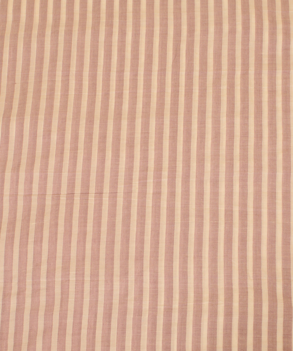 Pink white stripes handwoven cotton fabric