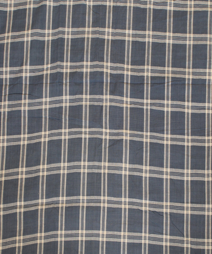 Blue white checks handwoven cotton fabric