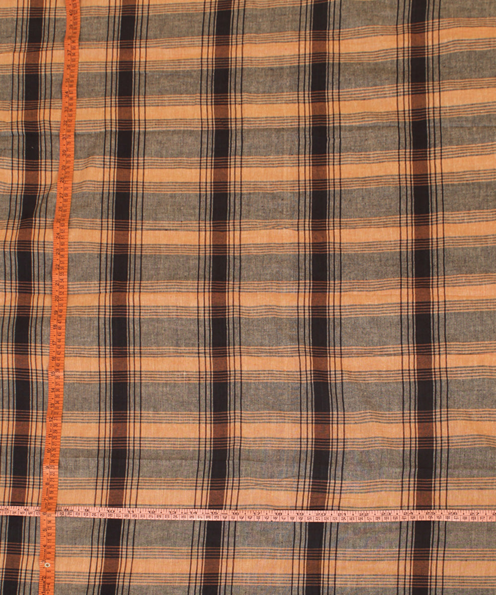 Multicolor handwoven cotton checks fabric