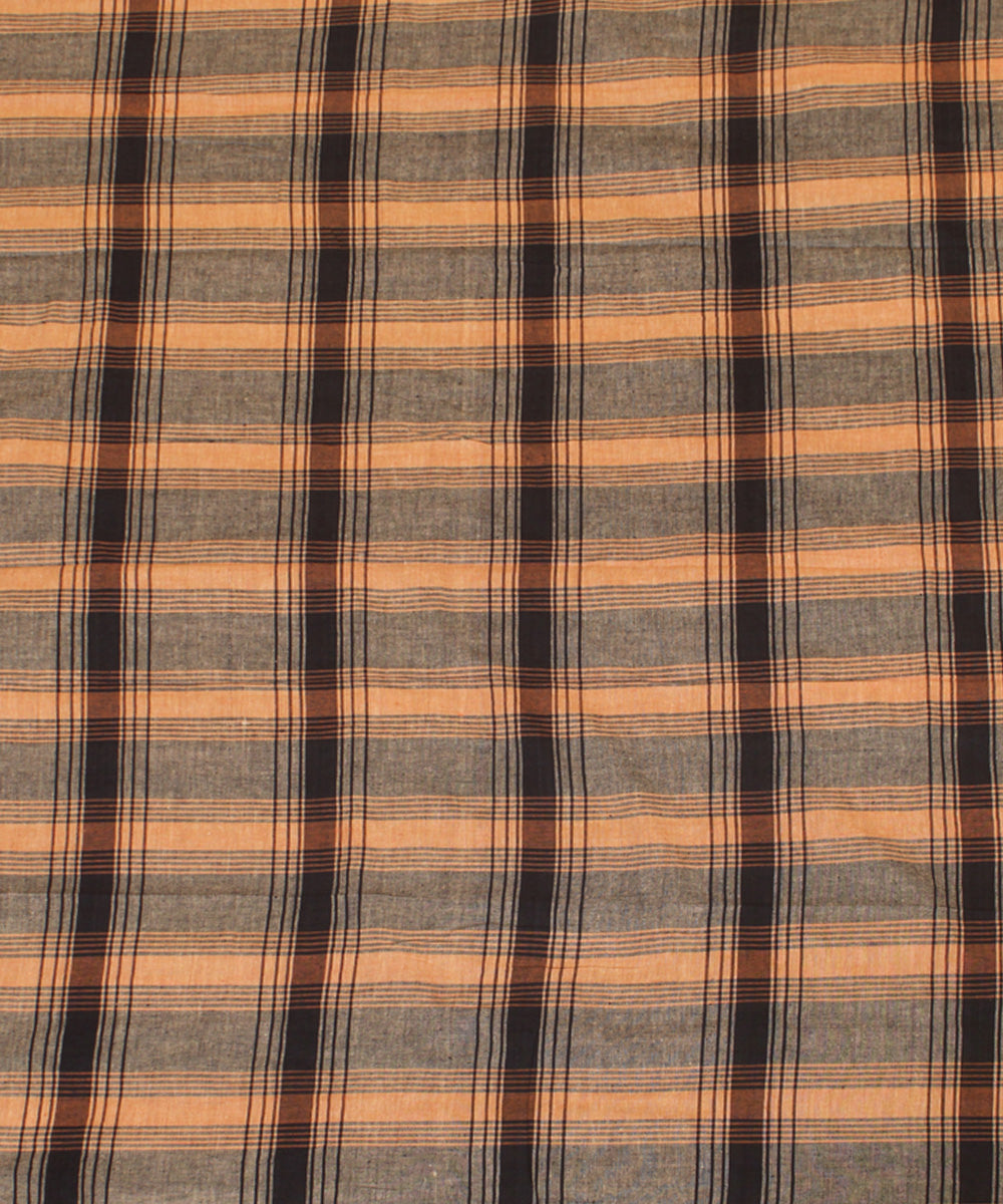 Multicolor handwoven cotton checks fabric