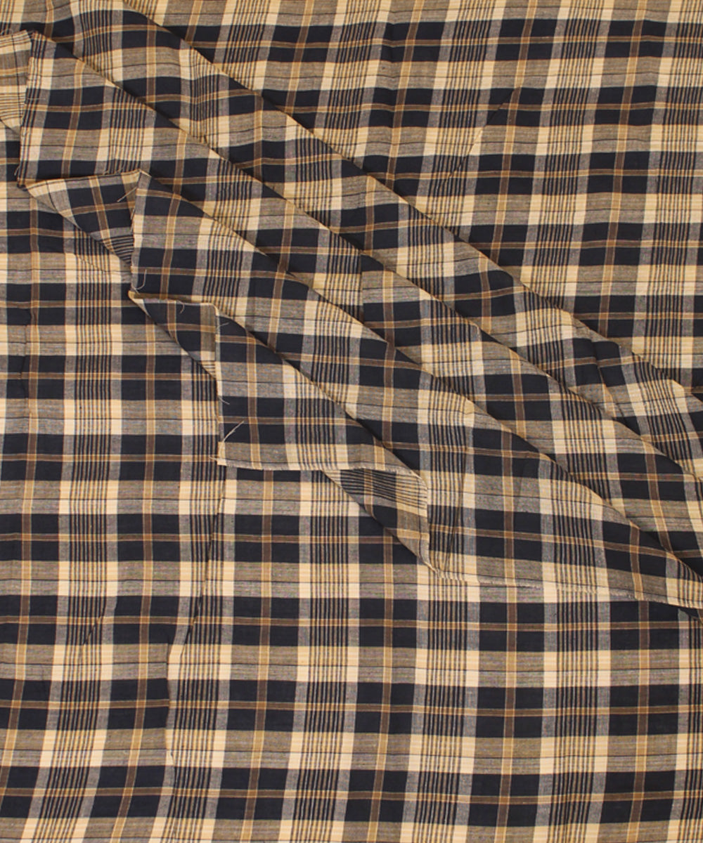 Blue white cotton handwoven checks fabric