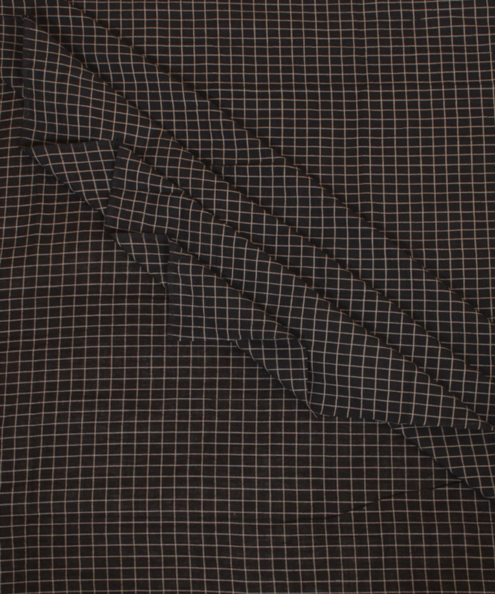 Blue white cotton checks handwoven fabric