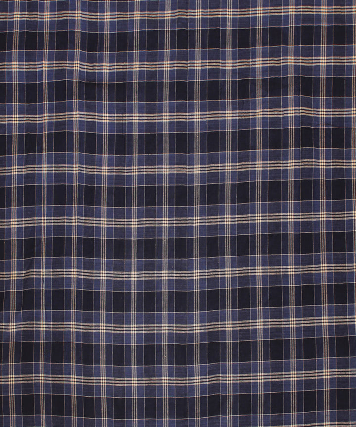 Blue white handwoven cotton checks fabric