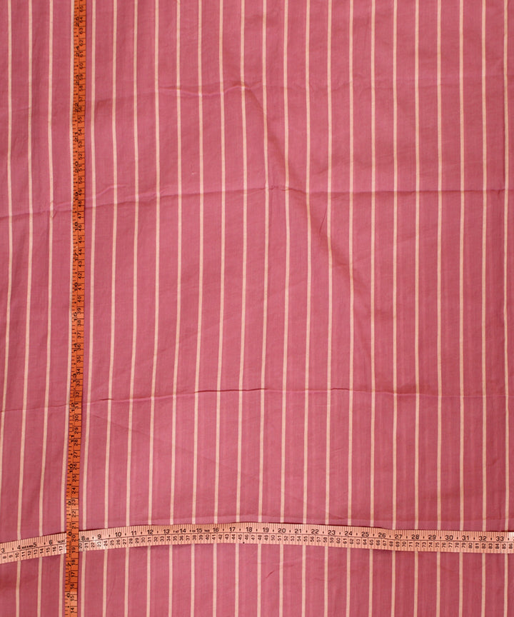 Pink white handwoven cotton stripes fabric