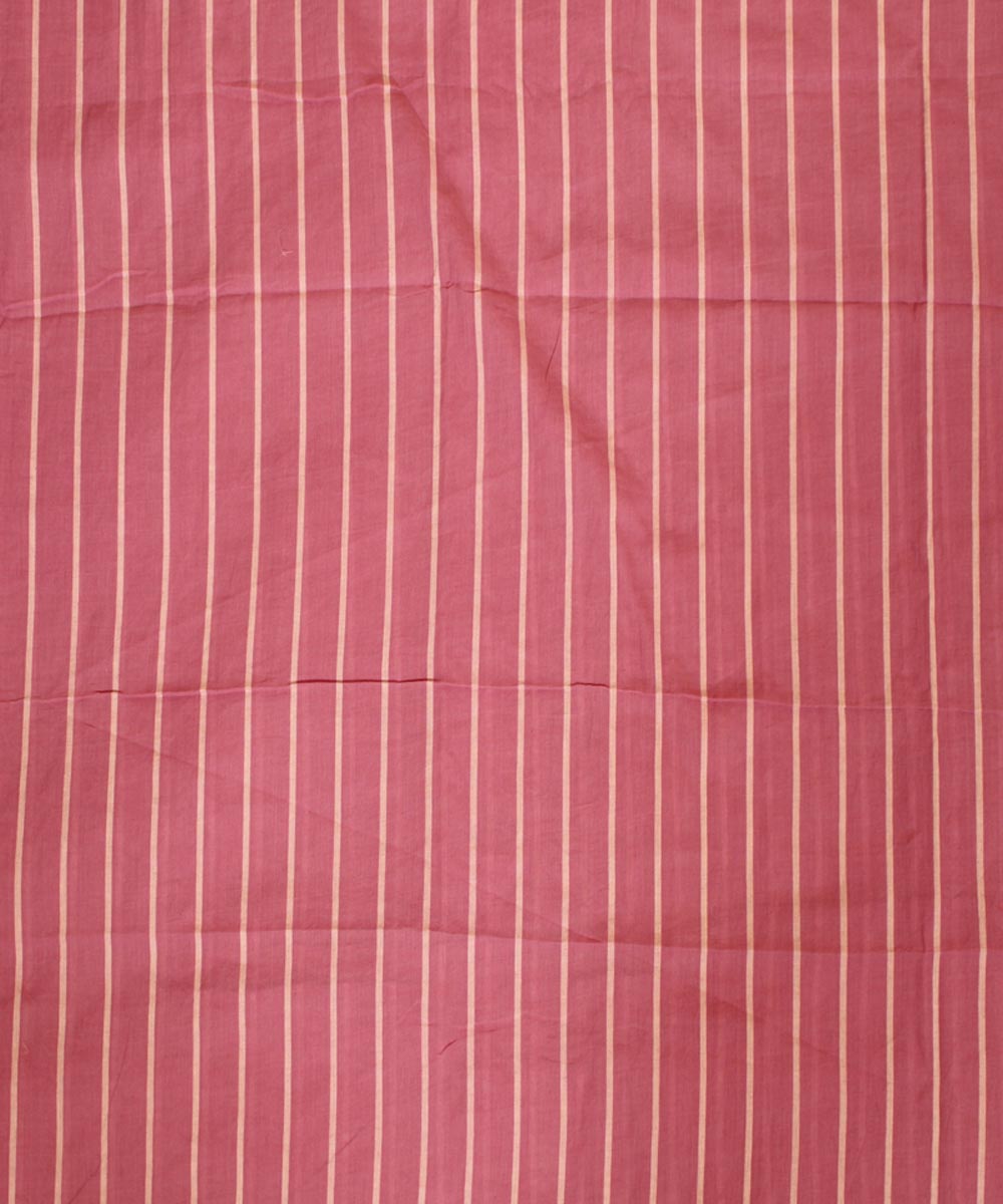 Pink white handwoven cotton stripes fabric