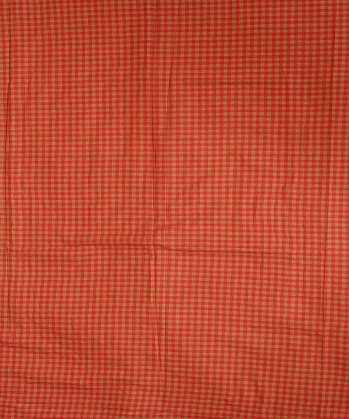 Red handwoven cotton checks fabric