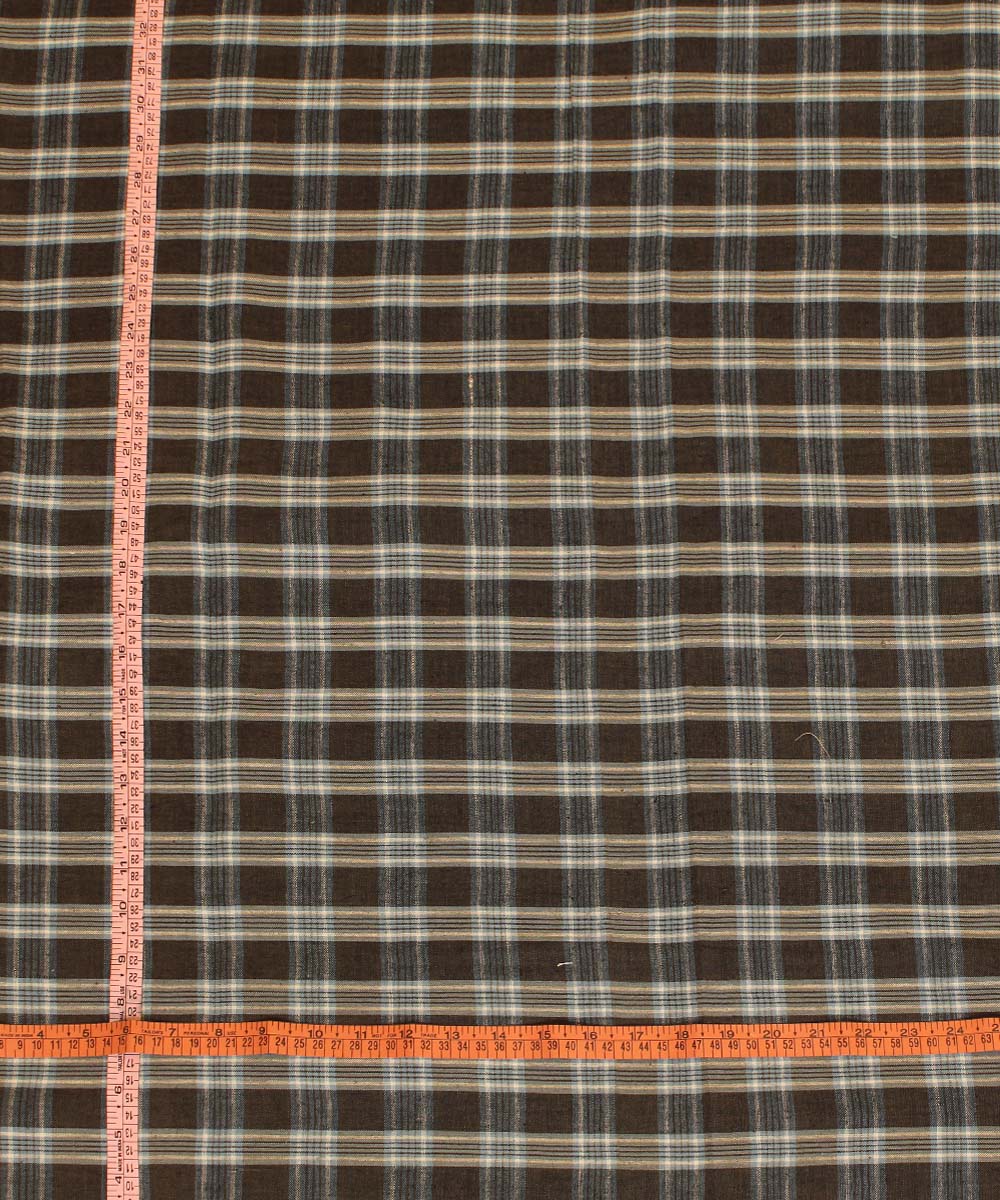 Brown handwoven cotton checks fabric